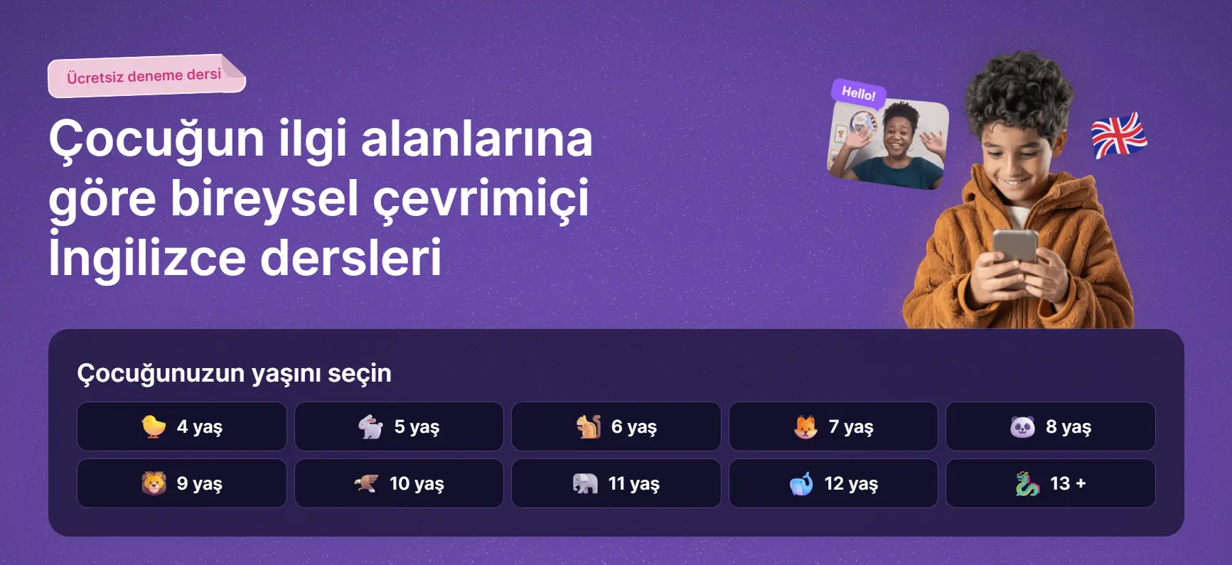 Allright çocuk online İngilizce platformu landing sayfası