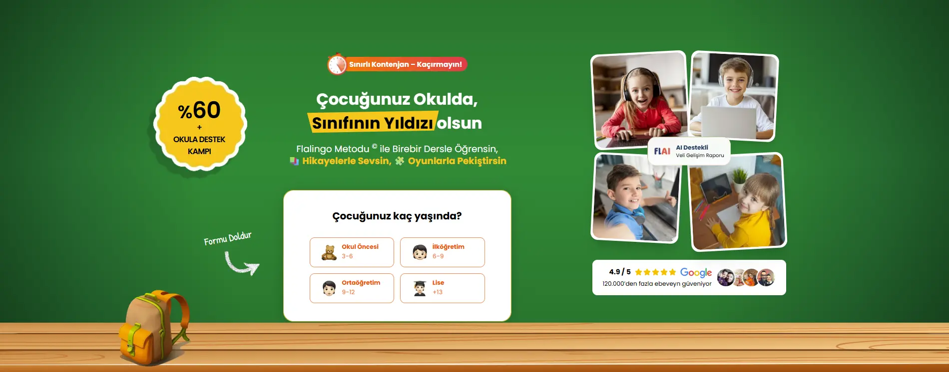 Flalingo Kids çocuk online İngilizce platformu Türkiye landing sayfası