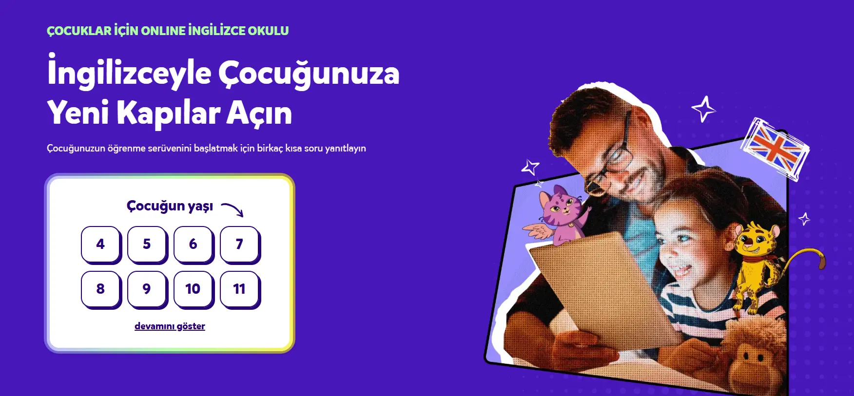 Novakid çocuk online İngilizce platformu landing sayfası