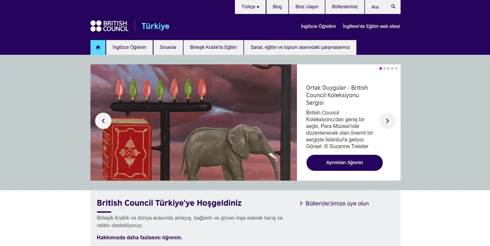 British Council English Online platformu ana sayfa ekran görüntüsü