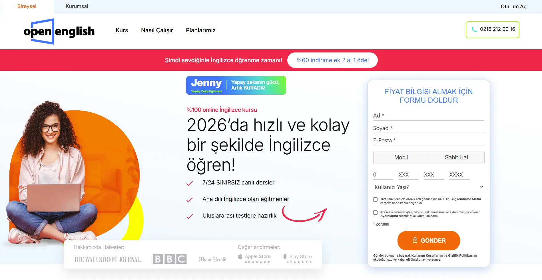 Open English yetişkin online İngilizce platformu Türkiye landing sayfası